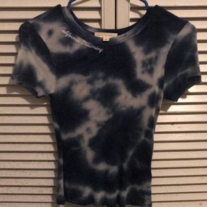 Tie Dye Blue and White Ribbed Top NWOT